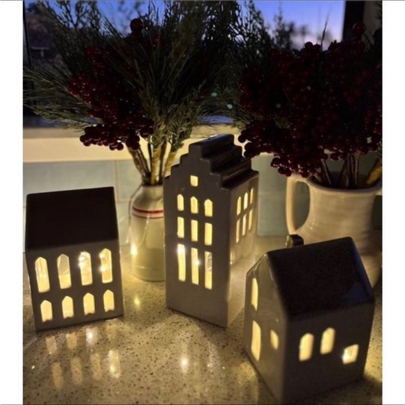 3pc Ceramic House LED Tea Light Holder - Threshold with Studio McGee - Picture 6 of 6